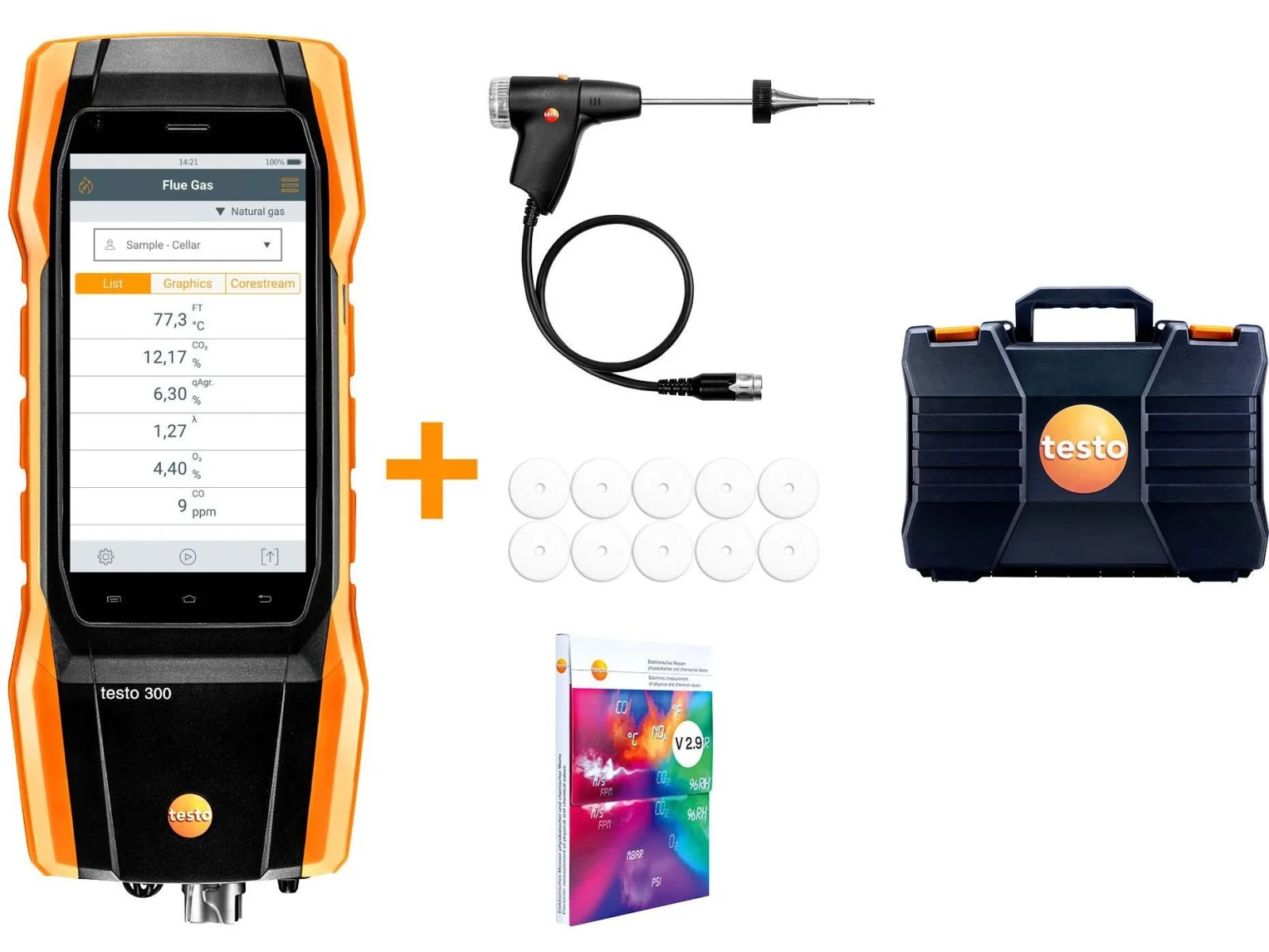 Комплект Testo 300 Longlife (O2 СО с H2-компенсацией до 30 000 ppm)